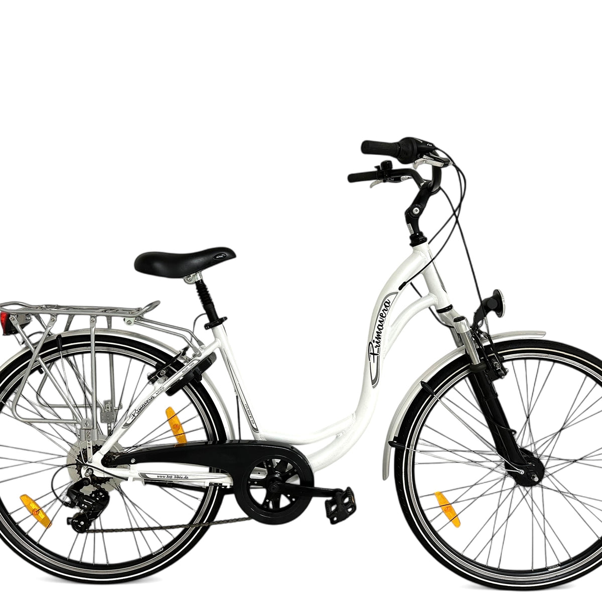 White city bike with Shimano Tourney, hub dynamo & suspension fork – Bici No.1