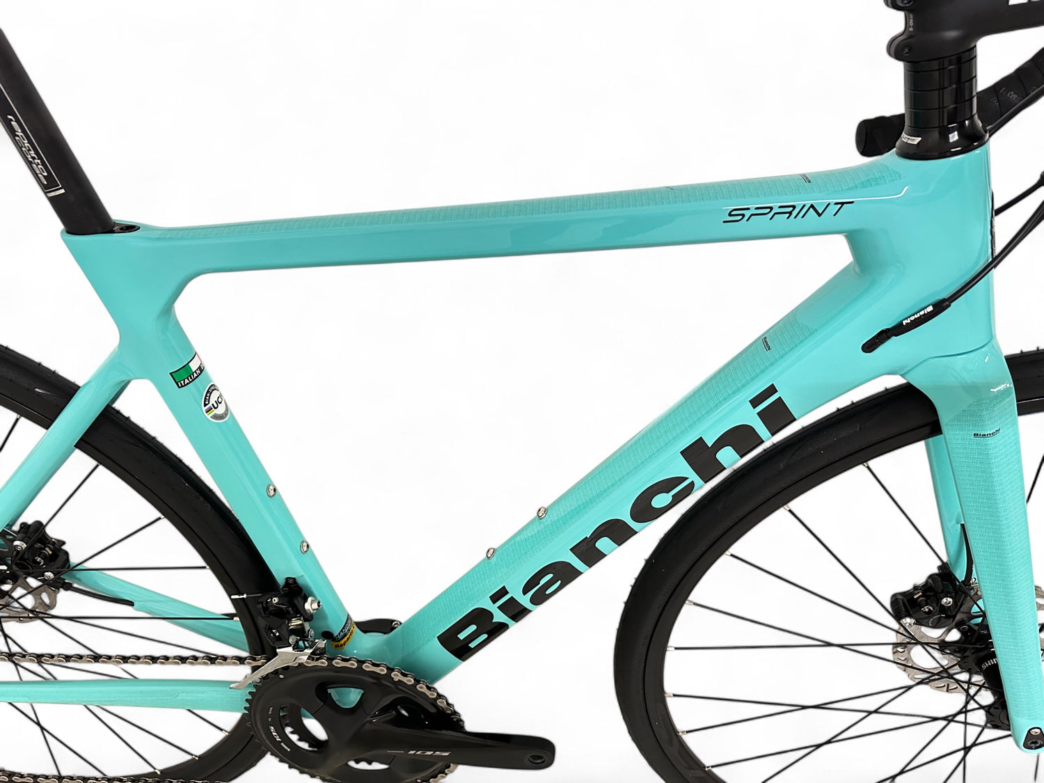 celeste rennrad Bianchi Sprint Disc 105 Celeste – Carbon-Rennrad mit Shimano 105 – Bici No.1