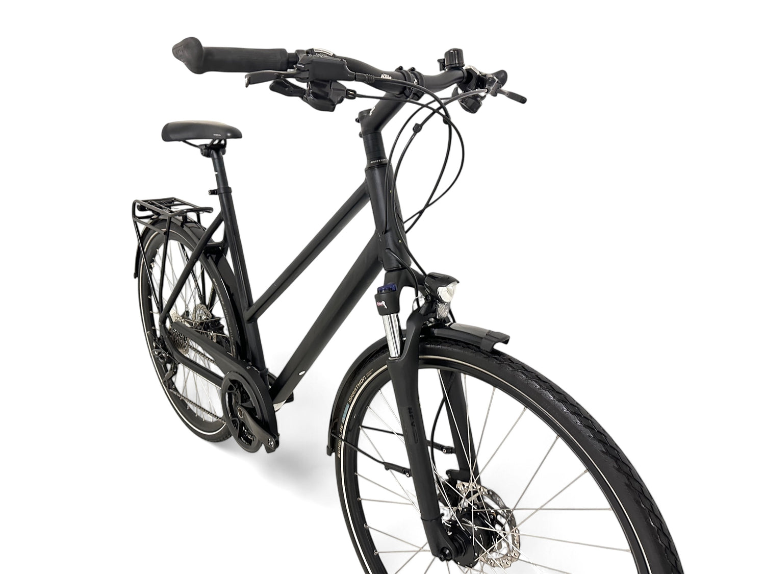trekkingrad matt schwarz KTM Valencia Street Trapez – Trekkingrad mit Shimano Deore XT 30-Gang – Bici No.1